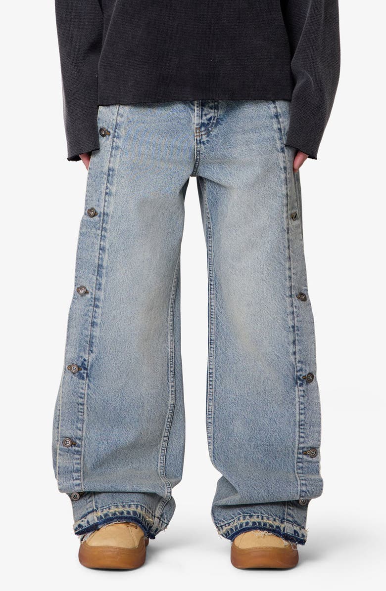 mnml Offset Button Baggy Jeans, Main, color,