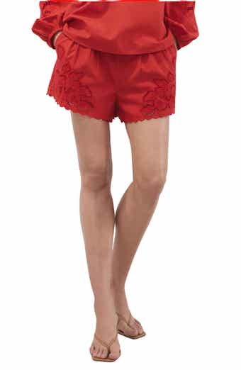 Embroidered Lace Trim Shorts