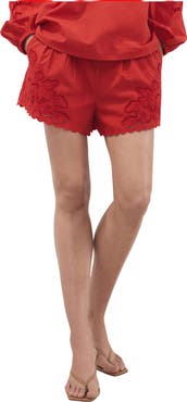 MANGO Embroidered Lace Trim Shorts