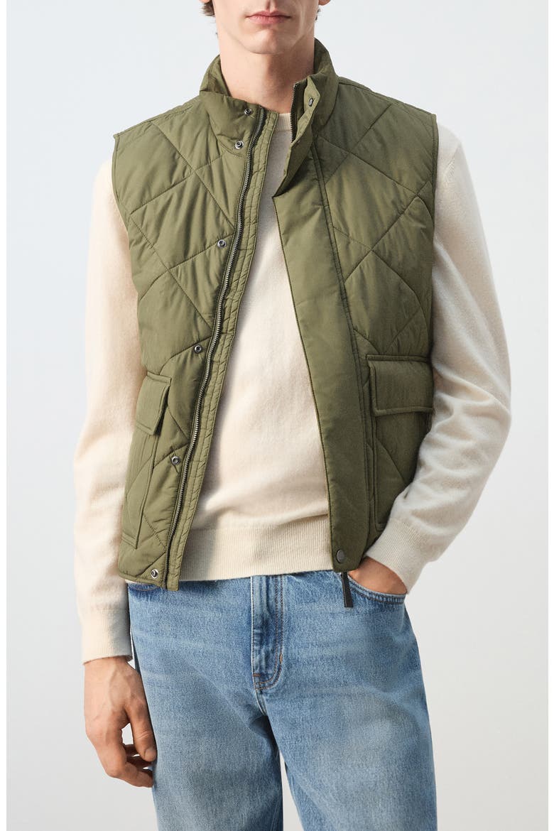 Quilted Water Repellent Vest, Main, color, OLIVE GREEN
