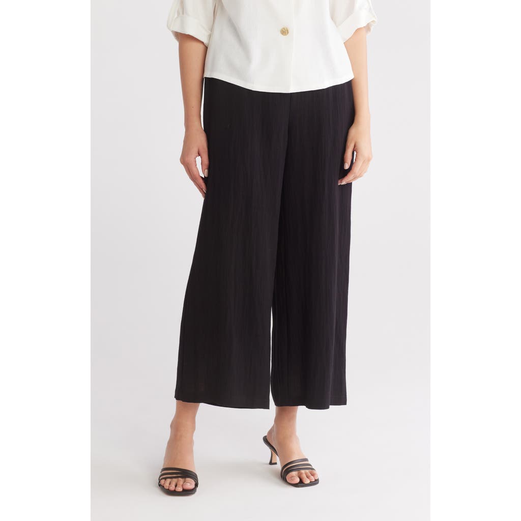 Gemma + Jane Solid Wide Leg Pull-on Pants In Black