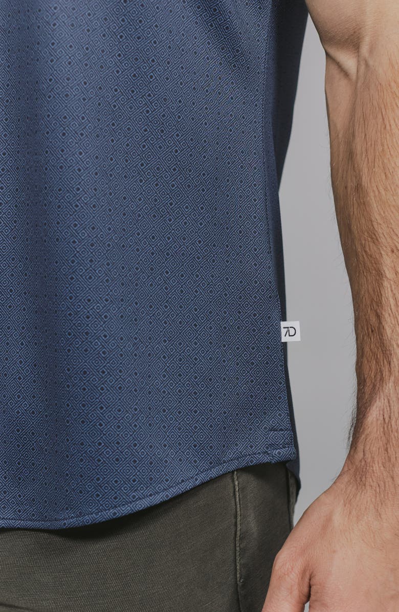 7 Diamonds Ludlow Geo Print Short Sleeve Stretch Button-Up Shirt, Alternate, color, Midnight