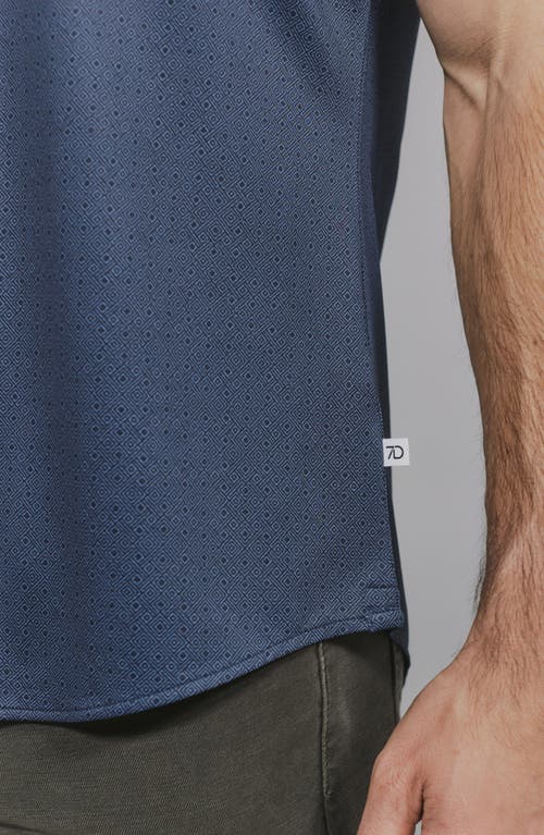 7 Diamonds Ludlow Geo Print Short Sleeve Stretch Button-up Shirt In Blue