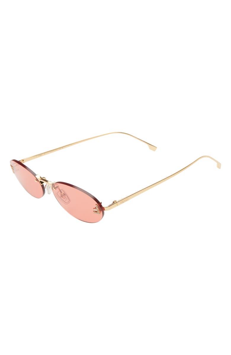 Fendi 'Fendi First 54mm Oval Sunglasses, Alternate, color, Shiny Endura Gold / Bordeaux
