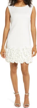 Donna Ricco Ruffle Hem Stretch Satin Sheath Dress