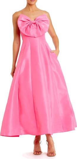 mac duggal strapless a-line bow mini dress Tea-Length Wedding-Guest Dress: Mac Duggal 49605 Black / 0