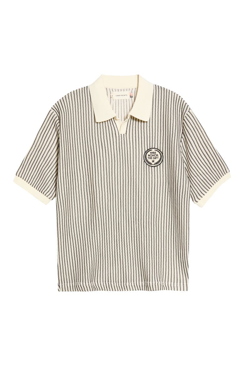 Stripe Knit Polo, Main, color, BONE