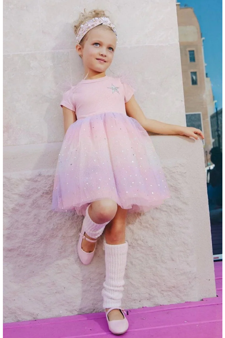 Shining Star Feather Tutu Dress, Alternate, color, Pink
