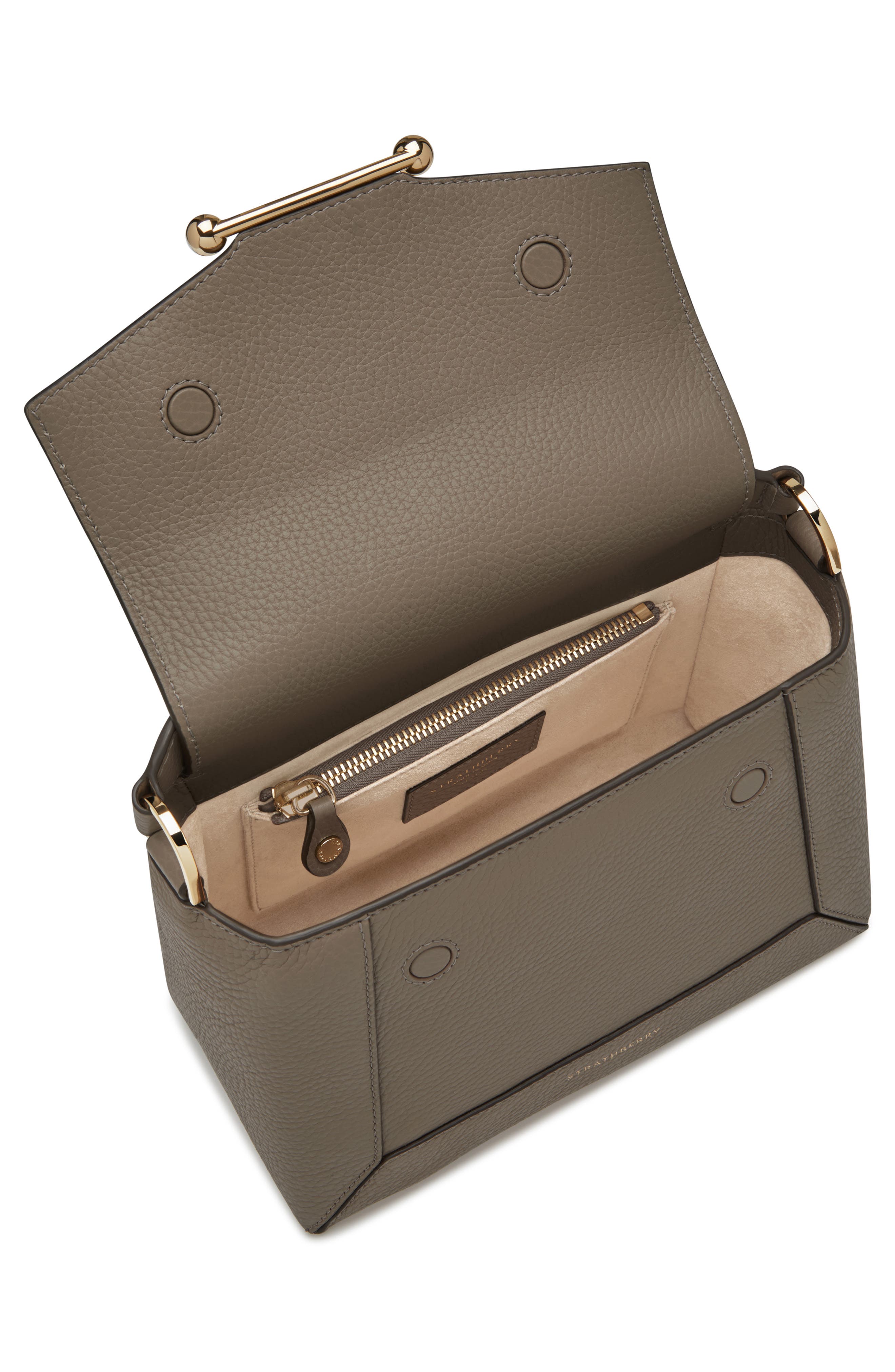 Strathberry Mosaic Leather Top Handle Bag, Alternate, color, Taupe