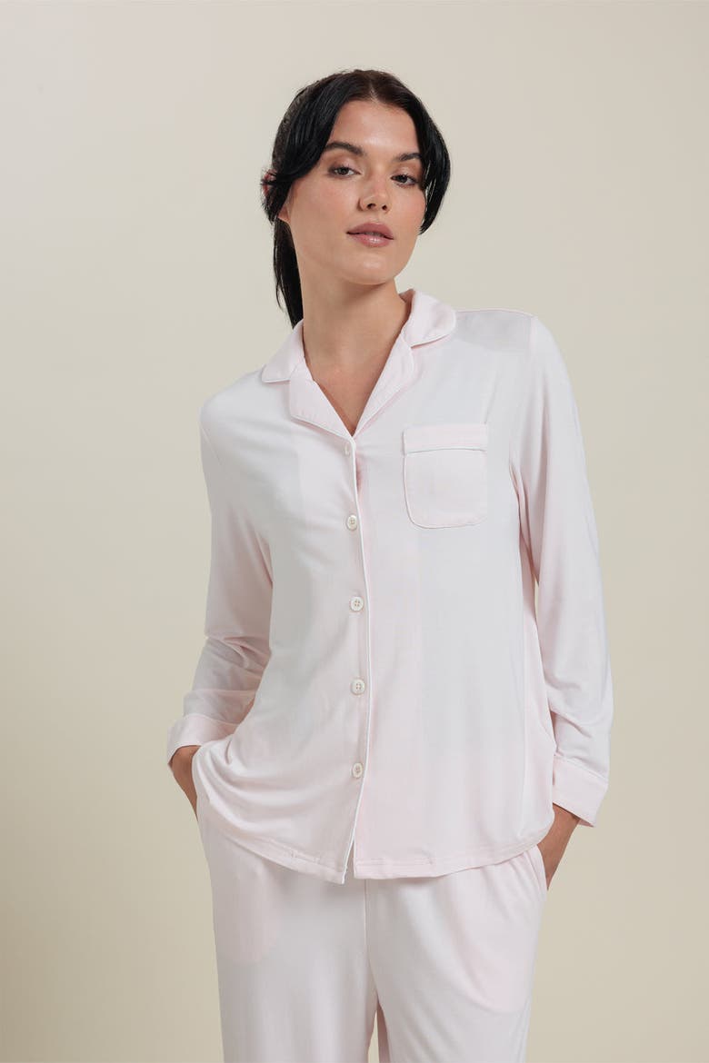 Natural Long Sleeve Pajama Top Shirt, Alternate, color, Rosewater