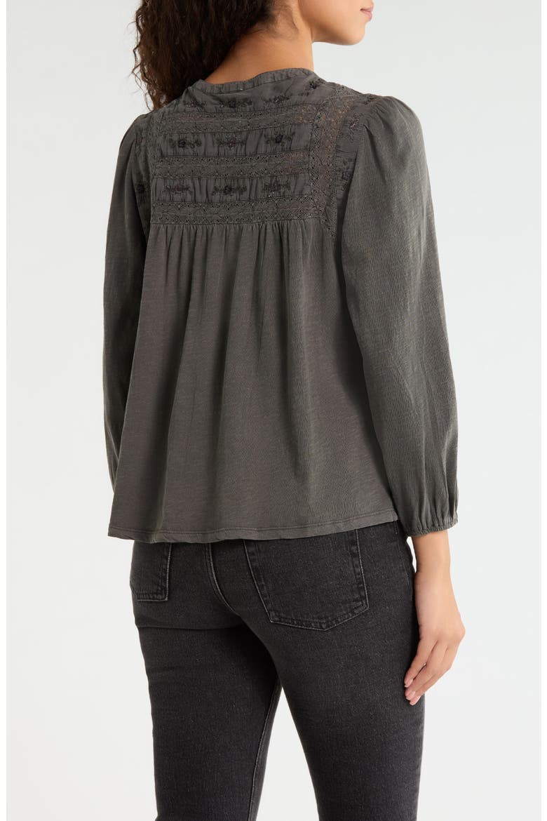 Mixed Stitch Peasant Top, Alternate, color, GRAY