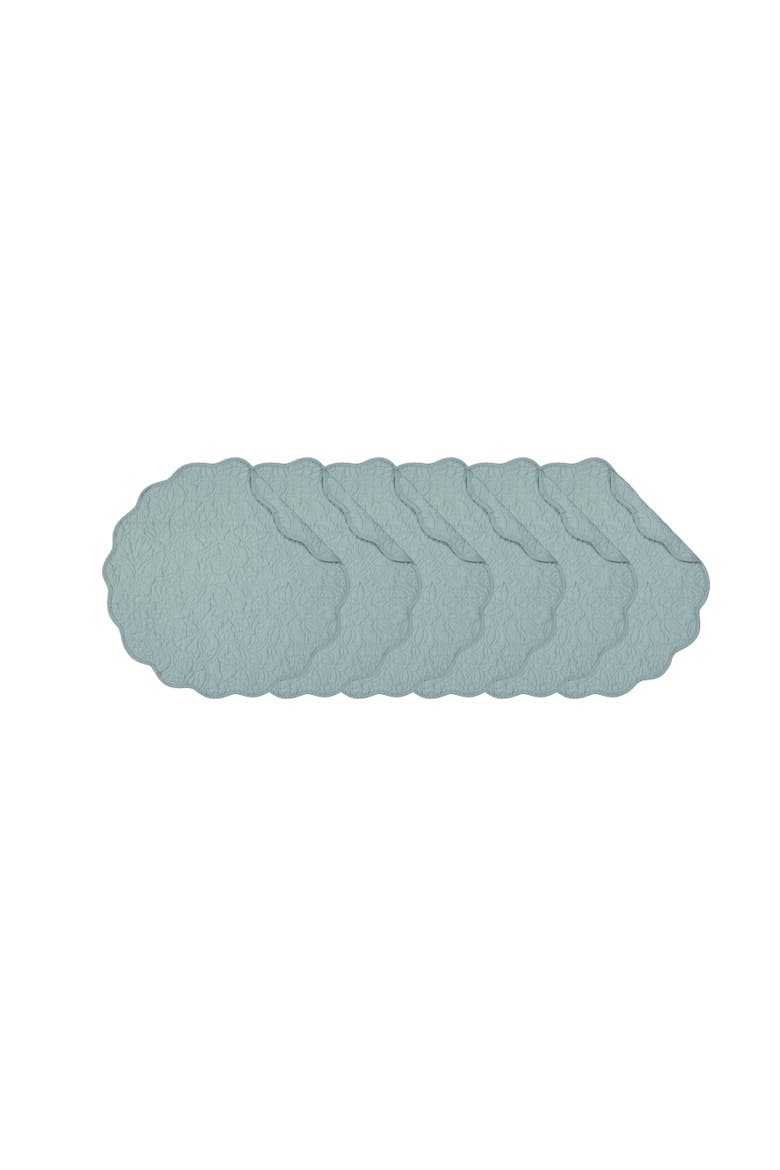 Christiana Breeze Reversible Machine Washable Round Quilt Placemats Set of 6, Main, color, Blue