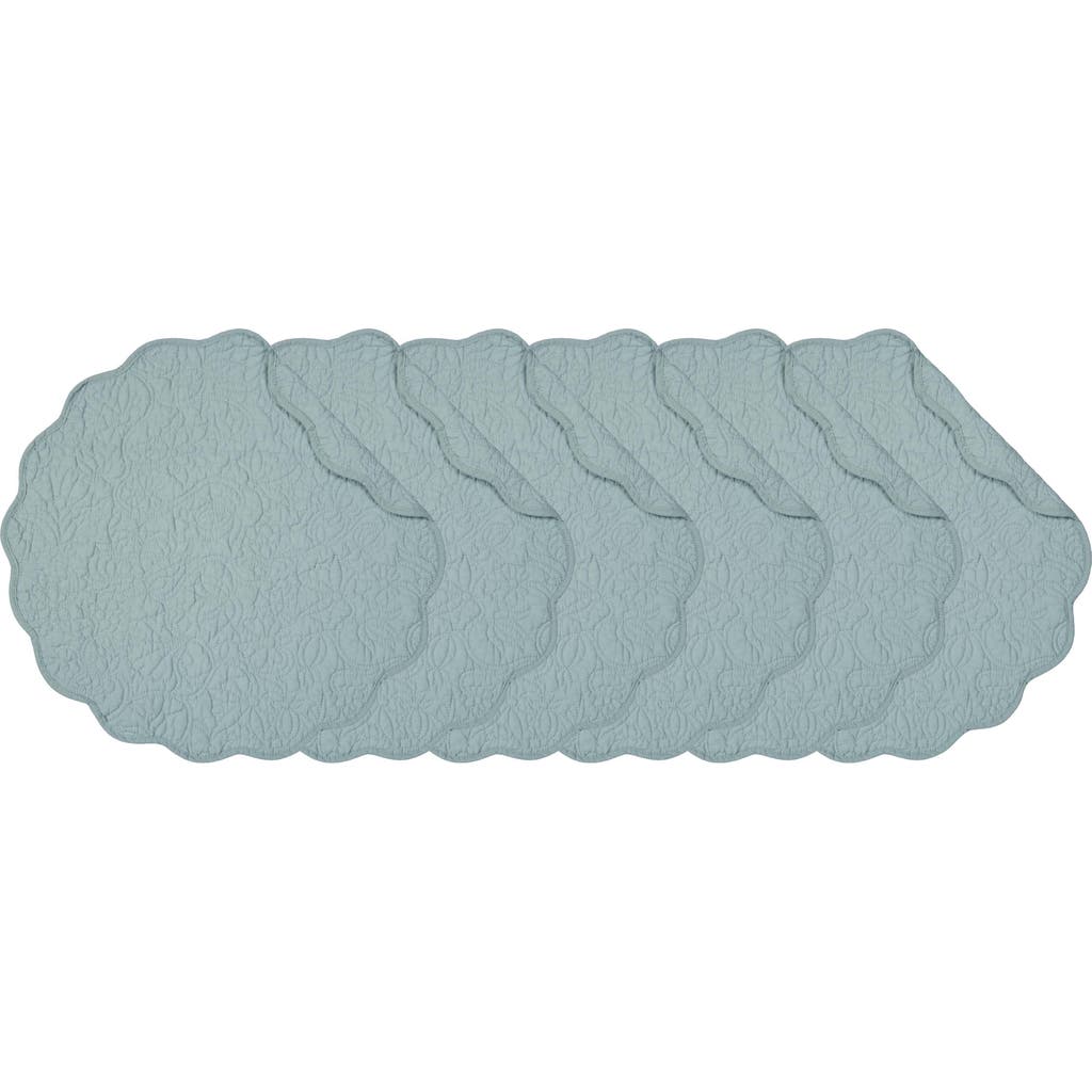 C & F Home C&f Home Christiana Breeze Reversible Machine Washable Round Quilt Placemats Set Of 6 In Blue