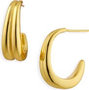 ARGENTO VIVO Ridged J Hoop Earrings