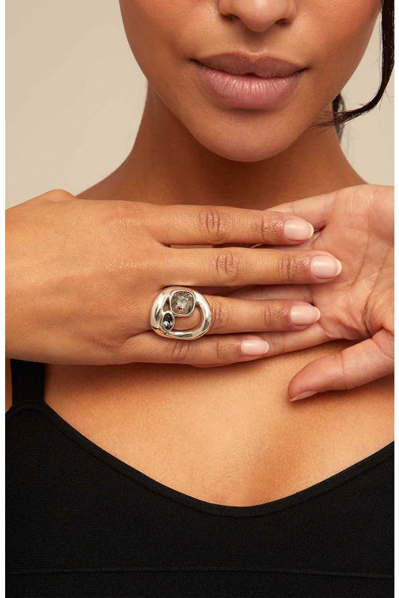 Crystal Triple-Set Ring, Alternate, color, Silver