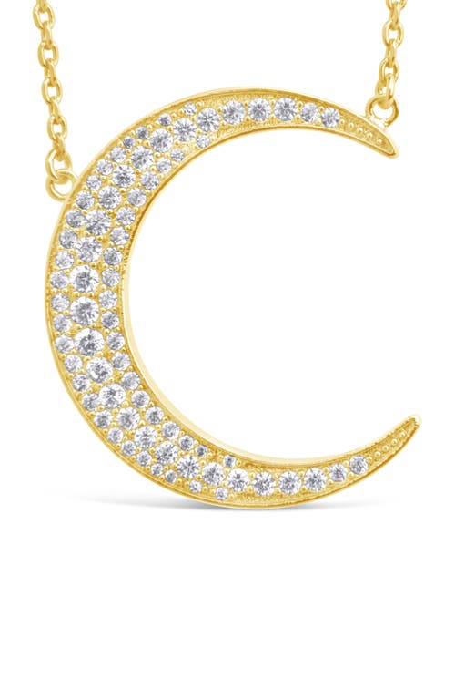 Sterling Forever Stationed Cubic Zirconia Crescent Pendant Necklace