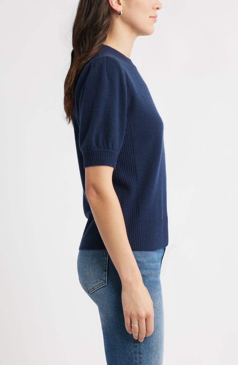 Caslon<sup>®</sup> Puff Sleeve Wool & Cashmere Sweater, Alternate, color, Navy Night