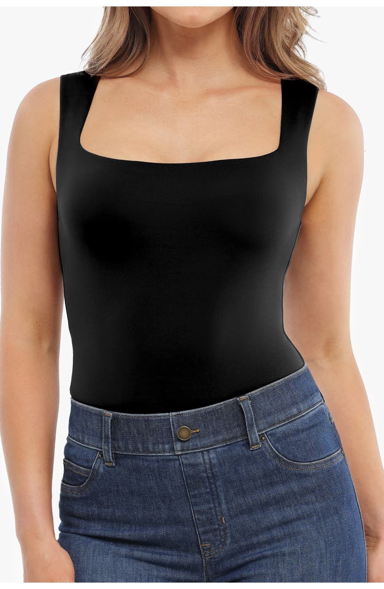 Popilush Cloud Touch Snatched Double Layer Tummy Control Sleeveless Tank Top, Alternate, color, Midnight Black