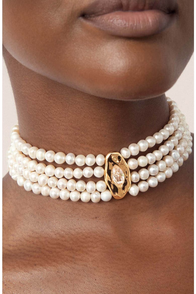 Freshwater Pearl Luxe Choker Necklace, Alternate, color, GOLD