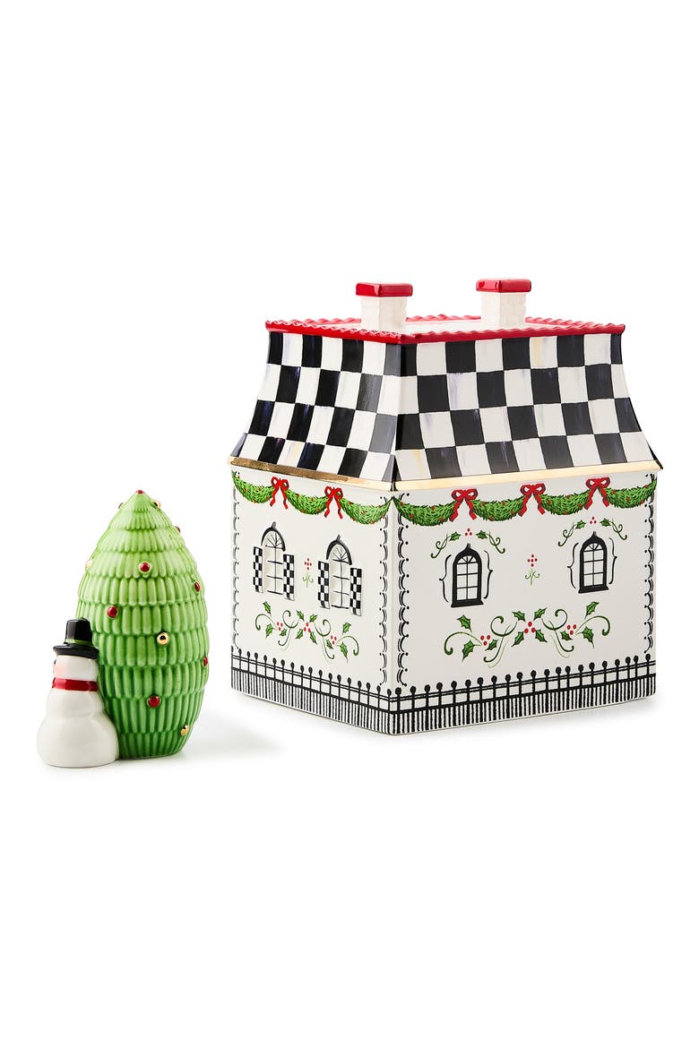 Holly Village Illuminated Ceramic Gingerbread Villa & Tree, Alternate, color, WHITE