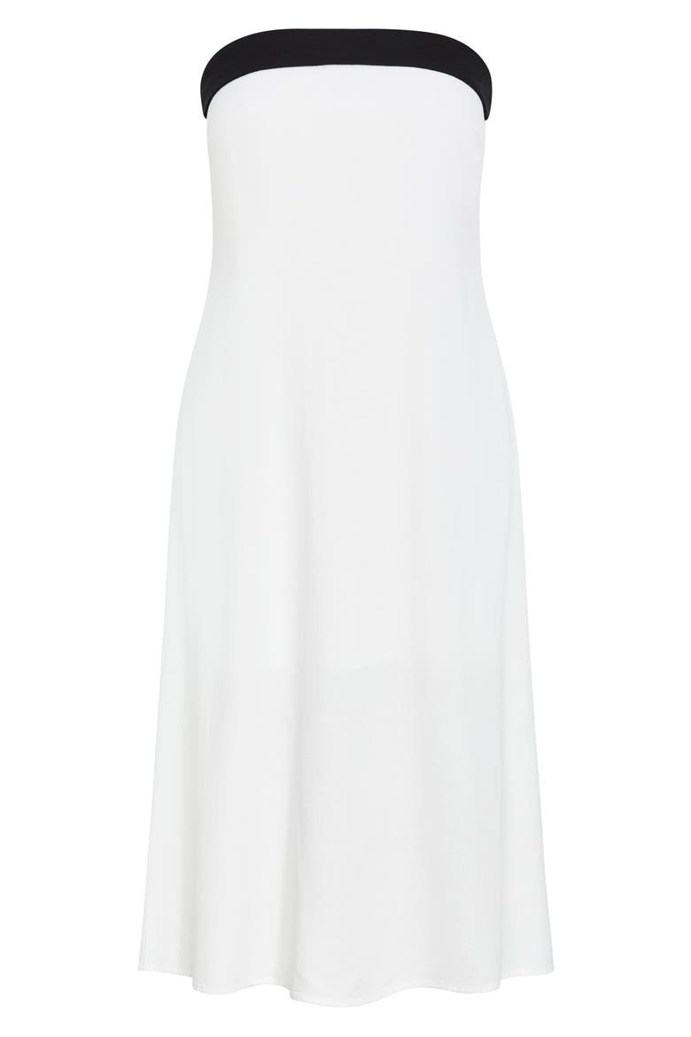 Lina Contrast Detail Strapless Dress, Alternate, color, IVORY