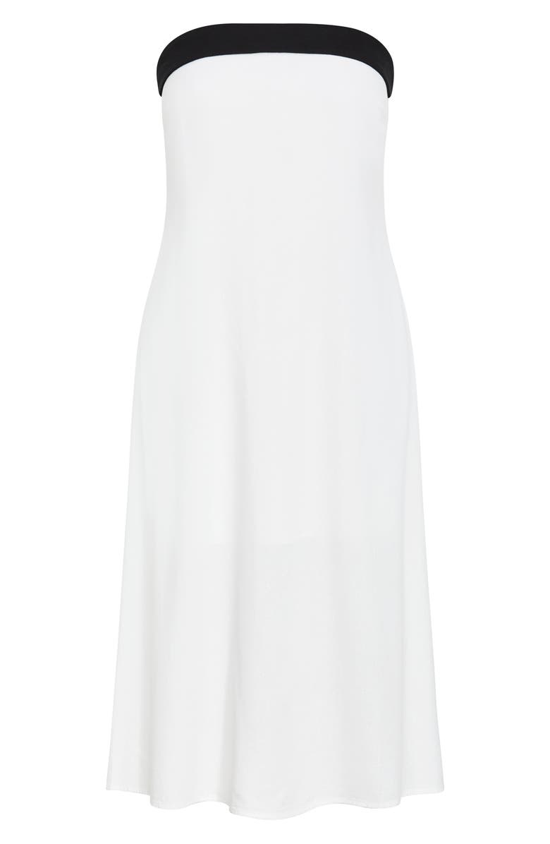 City Chic Lina Contrast Detail Strapless Dress, Alternate, color, White