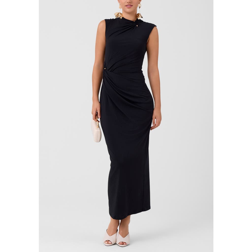 Rachel Rachel Roy Daria High Neck Sleeveless Midi Dress In Black