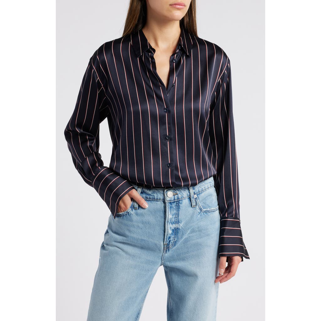 FRAME FRAME THE STANDARD STRIPE STRETCH SILK BUTTON-UP SHIRT