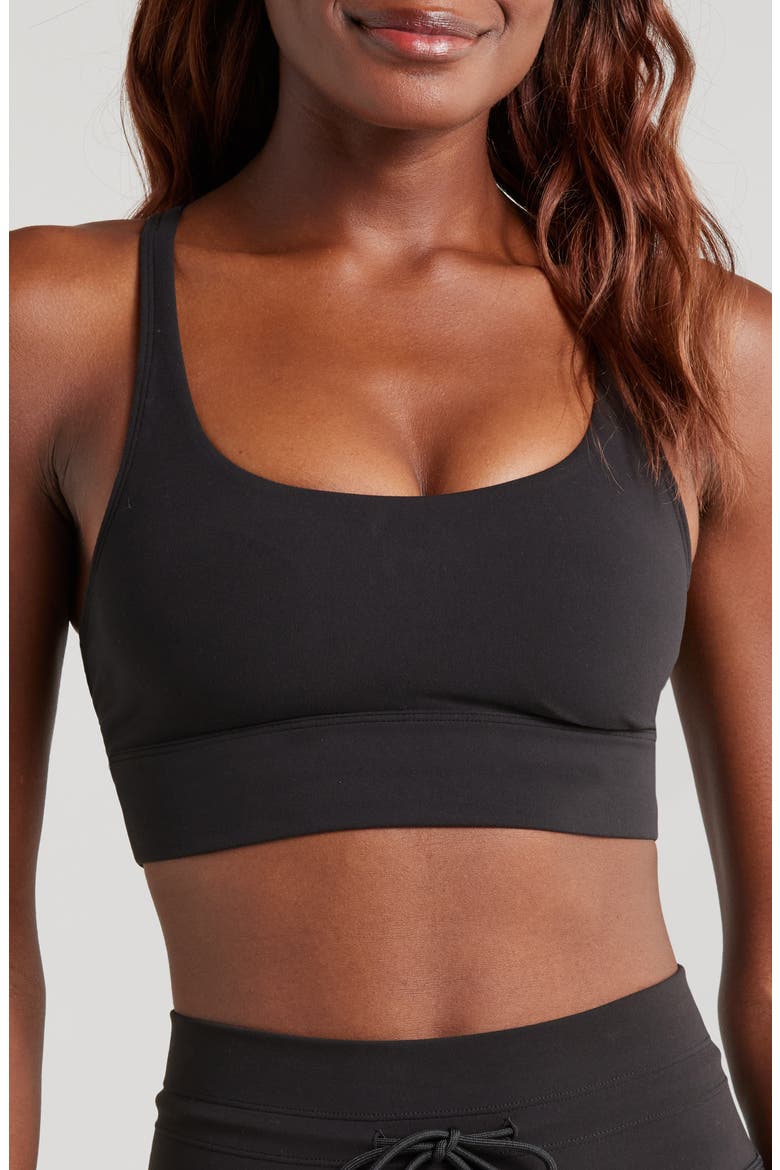 Yosemite Longline Sports Bra, Main, color, BLACK