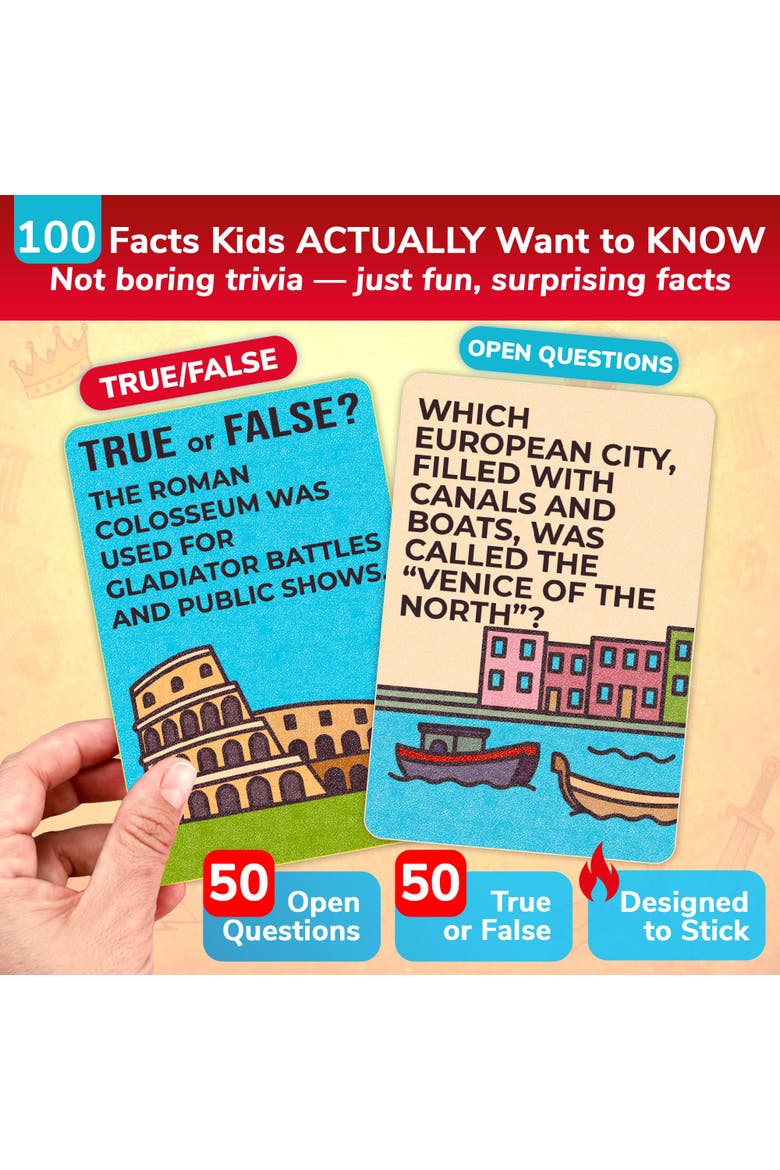 Kids Trivia Card Games - World, Space, History & Human Body, Alternate, color, History