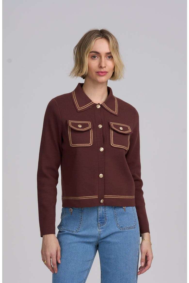Fine Gauge Western Cardigan, Main, color, RUSSET/IVORY