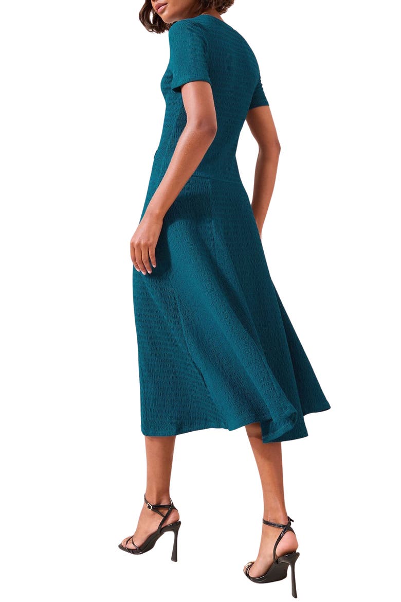 Decorative Button Drop Waist Midi Dress, Alternate, color, TEAL BLUE