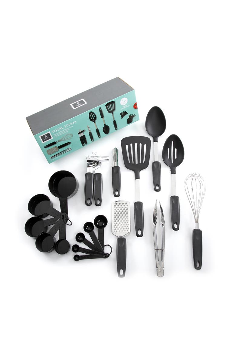 Total Kichen Chefs Better Basics 18-Piece Gadgets and Tools Combo Set, Alternate, color, Black