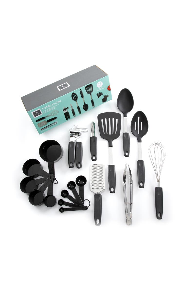 Gibson Home Total Kichen Chefs Better Basics 18-Piece Gadgets and Tools Combo Set, Alternate, color, Black