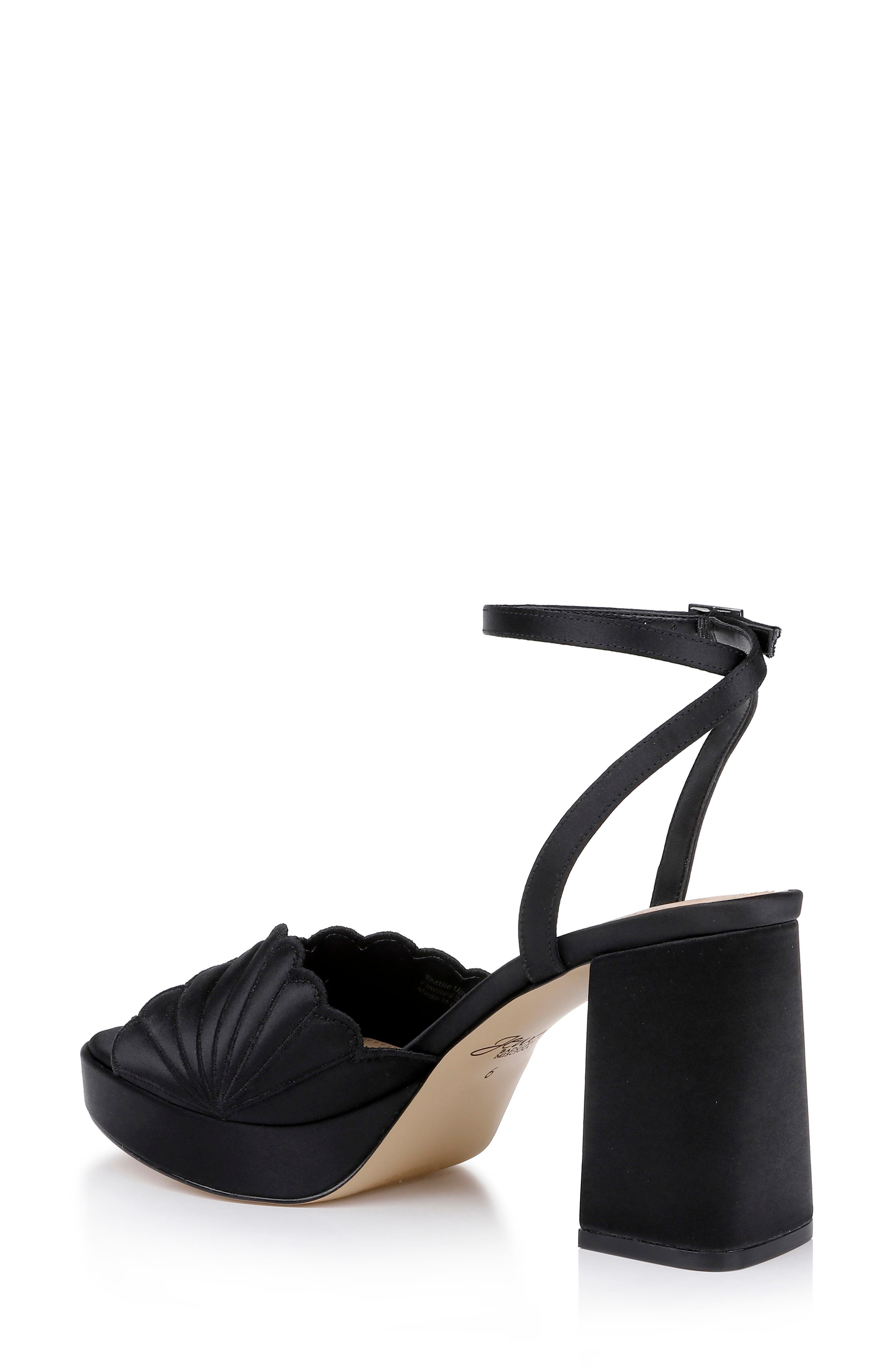 Jewel Badgley Mischka Paola Ankle Strap Platform Sandal, Alternate, color, Black Satin