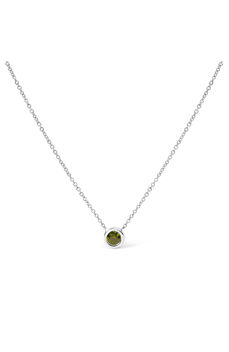 Haus of Brilliance 14K White Gold 1/2 Ct Green Lab Grown Diamond Bezel-Set Solitaire Pendant Necklace, Main, color, White