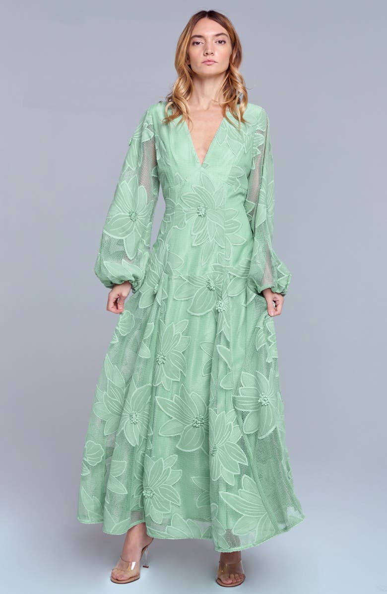 CIEBON Sarilla Long Sleeve Lace Gown, Alternate, color, Mint