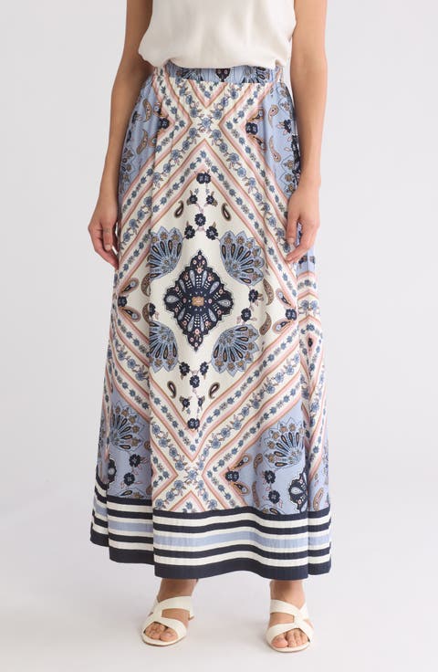Paisley Floral A-Line Maxi Skirt