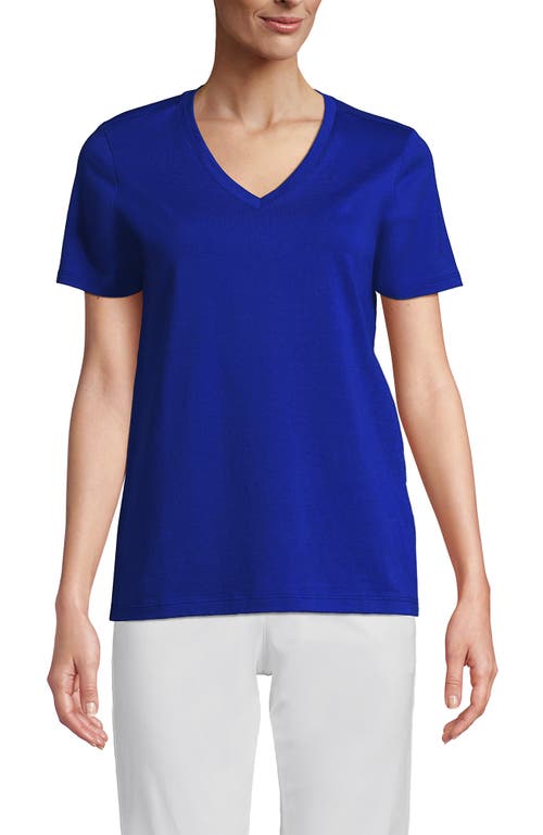 Lands' End Relaxed Supima Cotton V-neck T-shirt In Sapphire Gem Blue