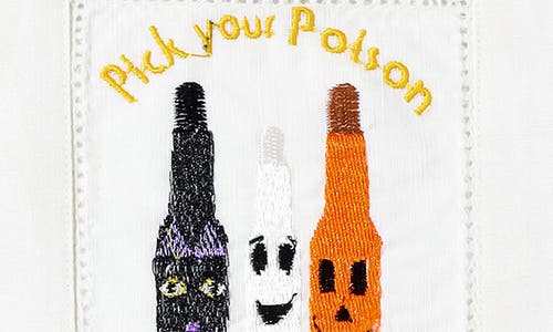 Tiramisu Pick Your Poison Embroidered Linen Cocktail Napkins In White