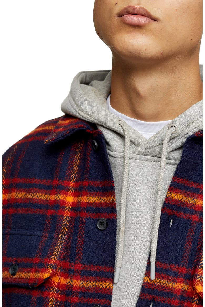 Plaid Button-Up Flannel Shirt Jacket, Alternate, color, NAVY  MULTI