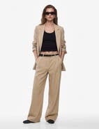 Koton Mid Rise Linen Blend Belted Trousers