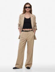 Koton Mid Rise Linen Blend Belted Trousers