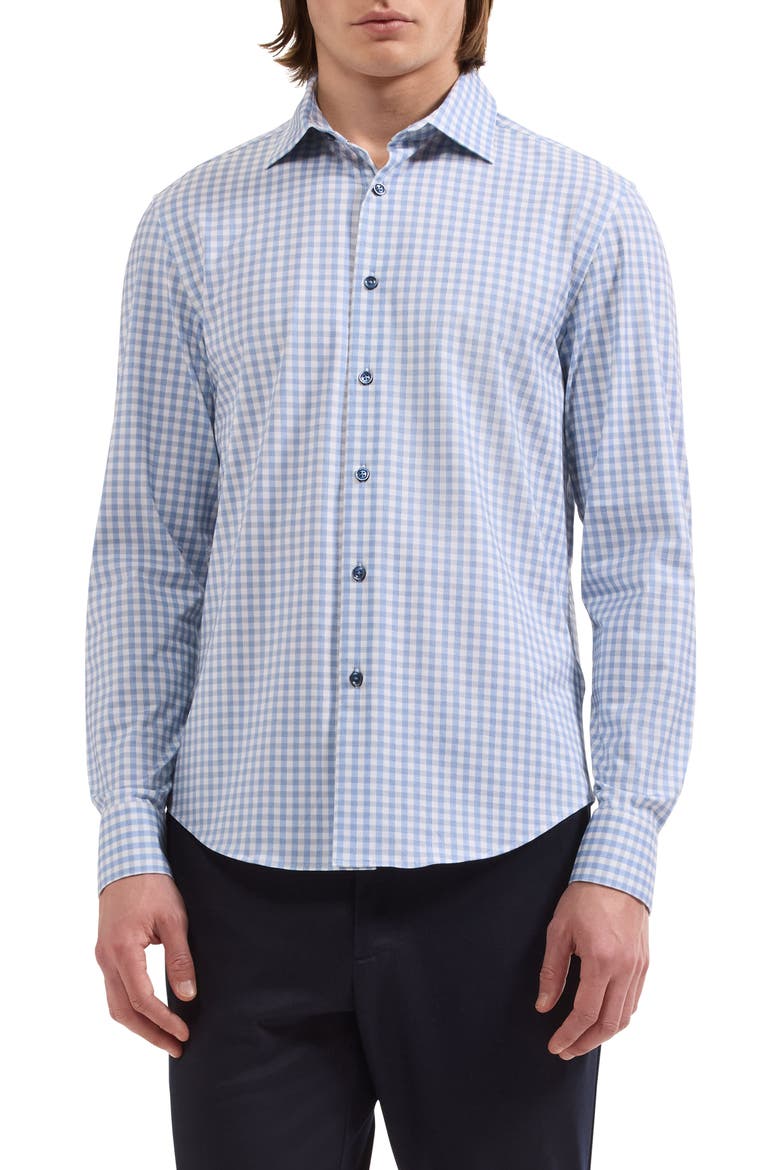 James OoohCotton® Gingham Check Button-Up Shirt, Main, color, AIR BLUE