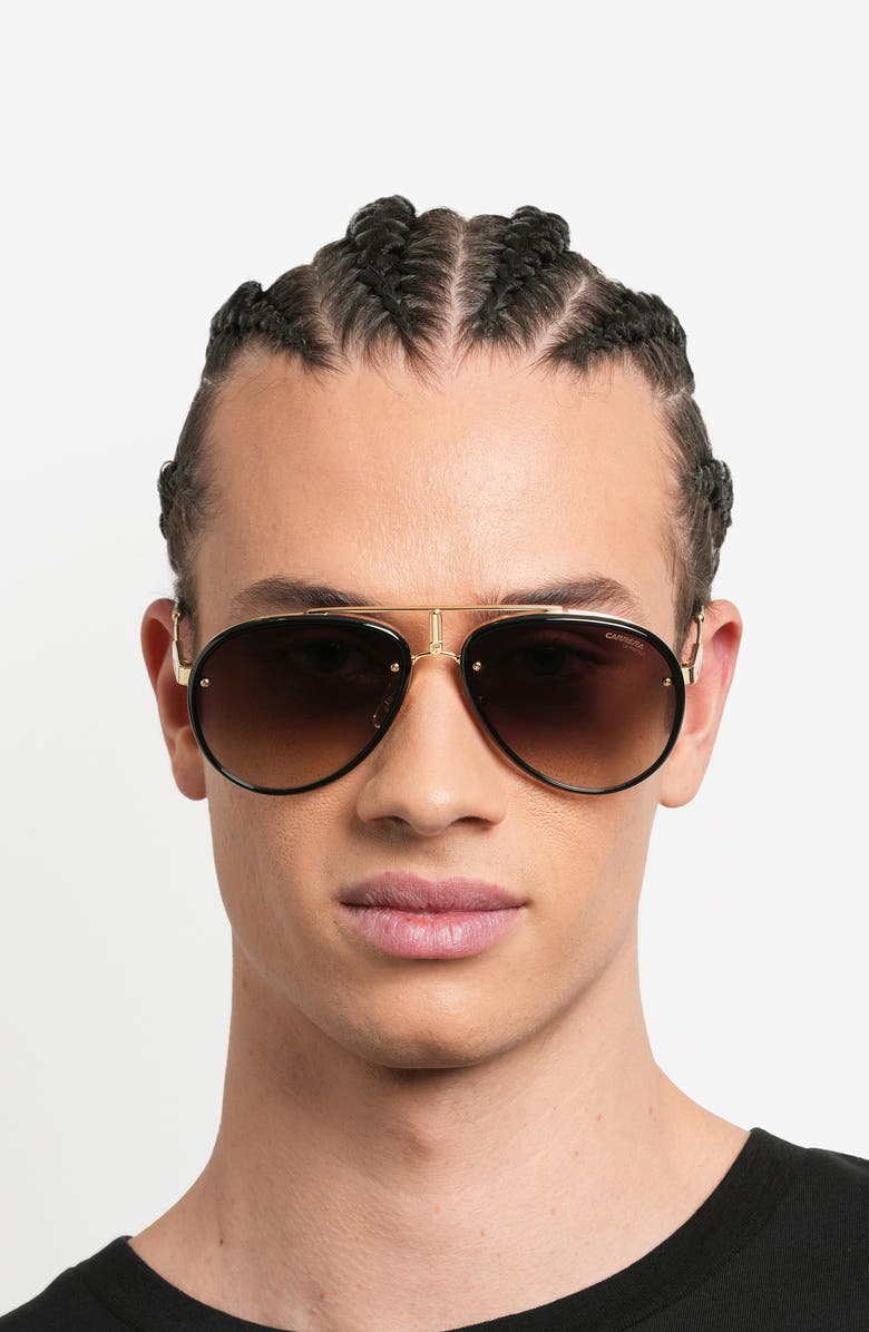 Carrera Eyewear Glory 58mm Pilot Sunglasses, Alternate, color, Gold Black