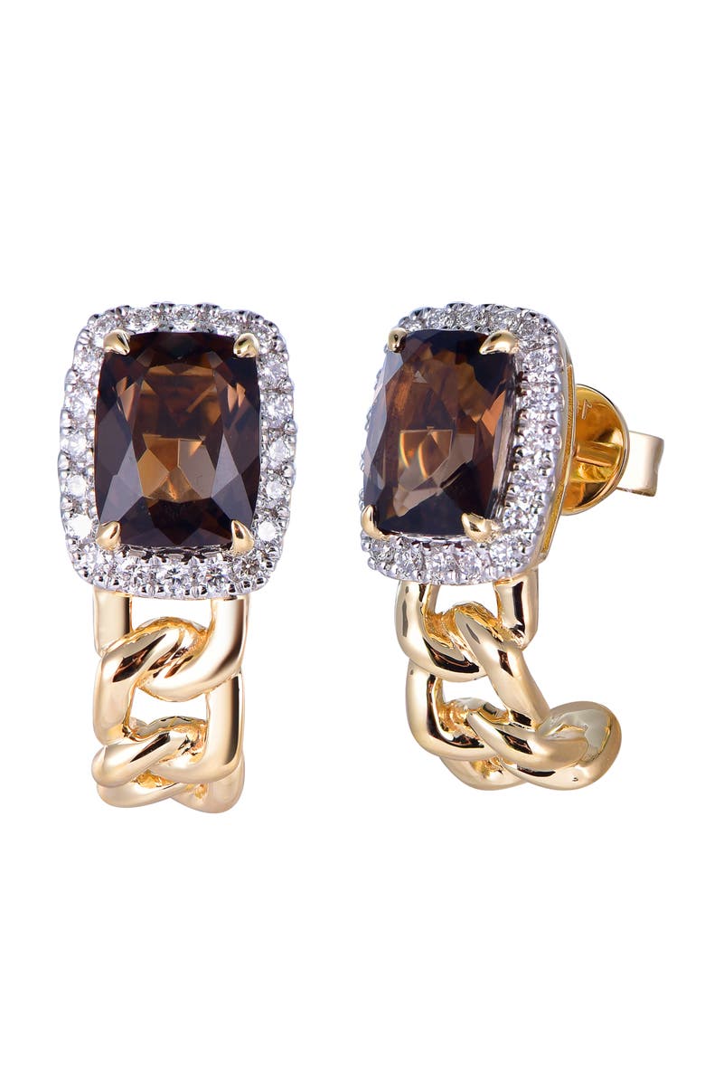 Kahn High Jewelry Smoky Quartz Earrings with Diamonds, Main, color, Brown