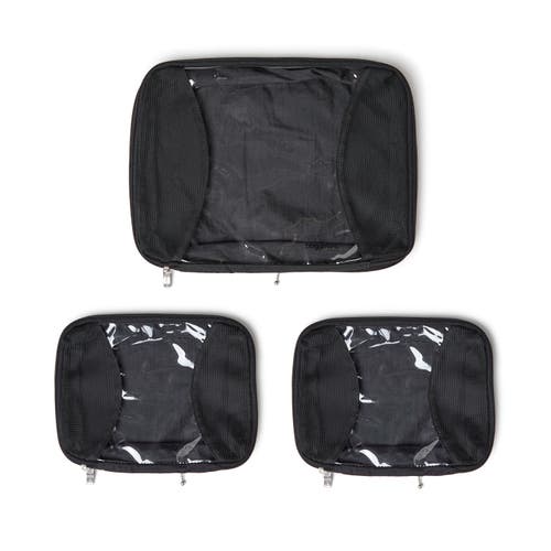 Baggallini 2 Medium / 1 Large Compression Packing Cubes Travel Set In Black