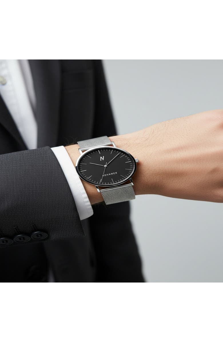 NCMPRBL Advance Night Cap Mesh Strap Watch, 40MM, Alternate, color, Silver/Black