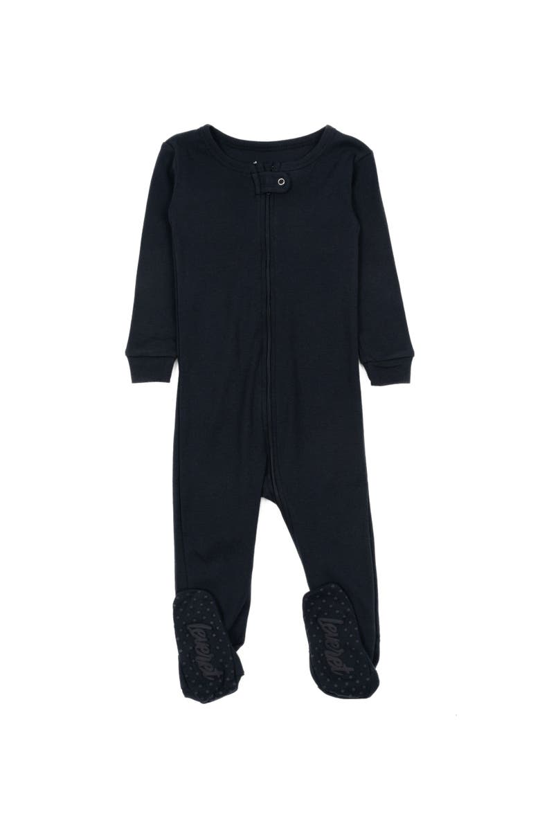 Leveret Footed Solid Cotton Matching Family Pajamas, Main, color, Navy
