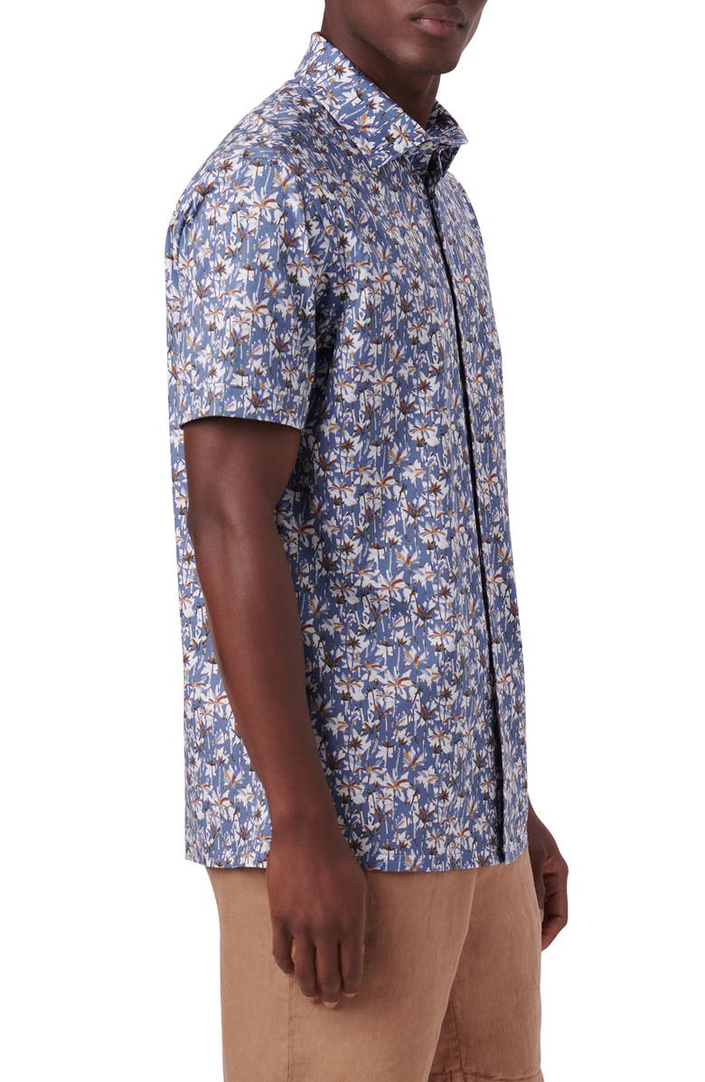 Bugatchi OoohCotton<sup>®</sup> Abstract Floral Print Short Sleeve Button-Up Shirt, Alternate, color,
